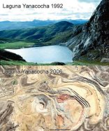 El impacto de las Minas de Oro de Yanacocha desde 1996 al 2006. Es un delito contra el progreso económico (de unos pocos) oponerse a esto para el gobierno ! LA DESTRUCCIÓN ES IRREVERSIBLE!