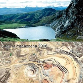 El impacto de las Minas de Oro de Yanacocha desde 1996 al 2006. Es un delito contra el progreso económico (de unos pocos) oponerse a esto para el gobierno ! LA DESTRUCCIÓN ES IRREVERSIBLE!